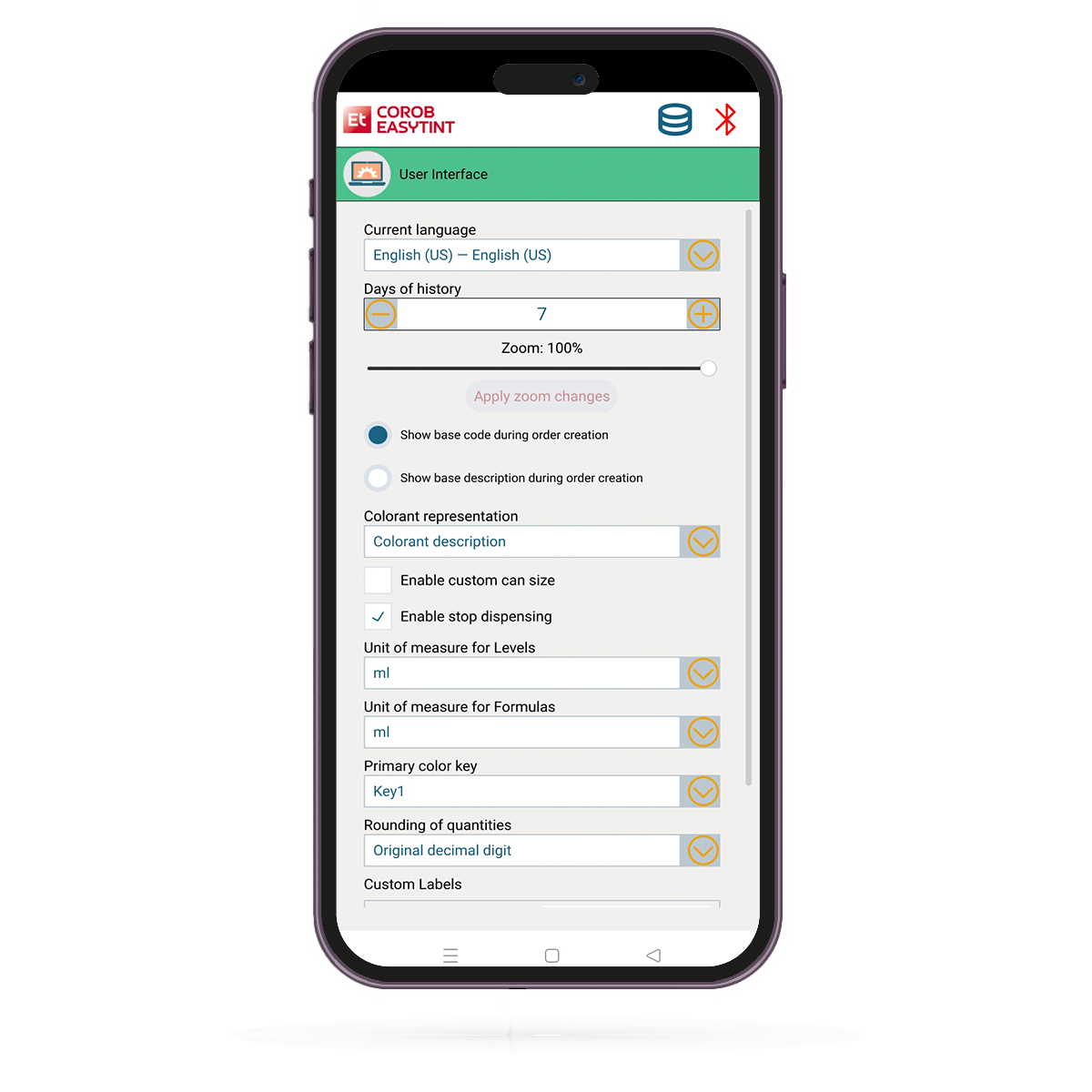 Easytint UI settings -1